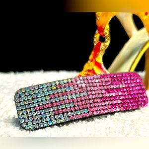 2/12 Pink rhinestones/gradient -iridescent snap Barrett NEW